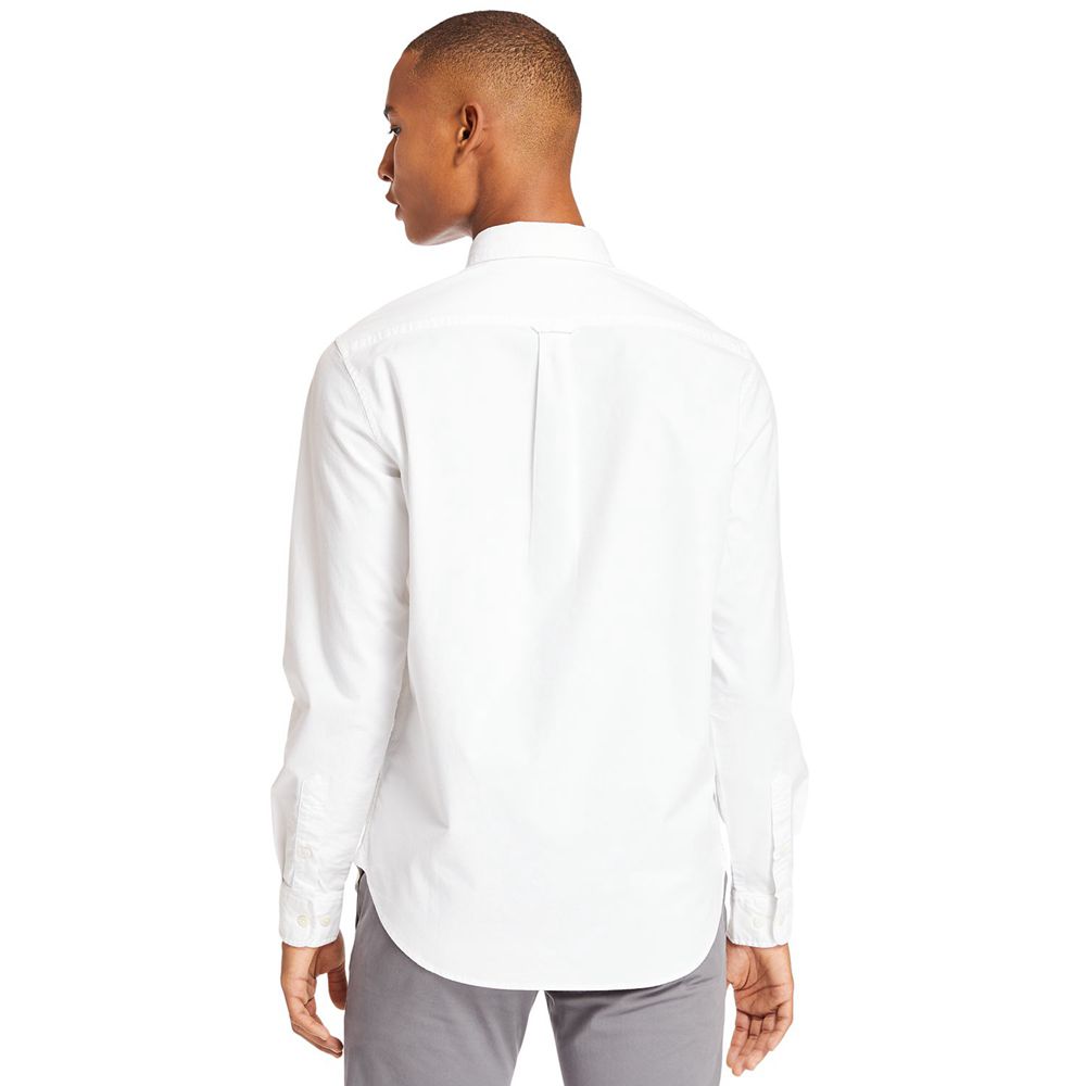 Timberland Πουκαμισα Ανδρικα Ασπρα - Long Sleeve Stretch Oxford - Greece 9246573-AZ